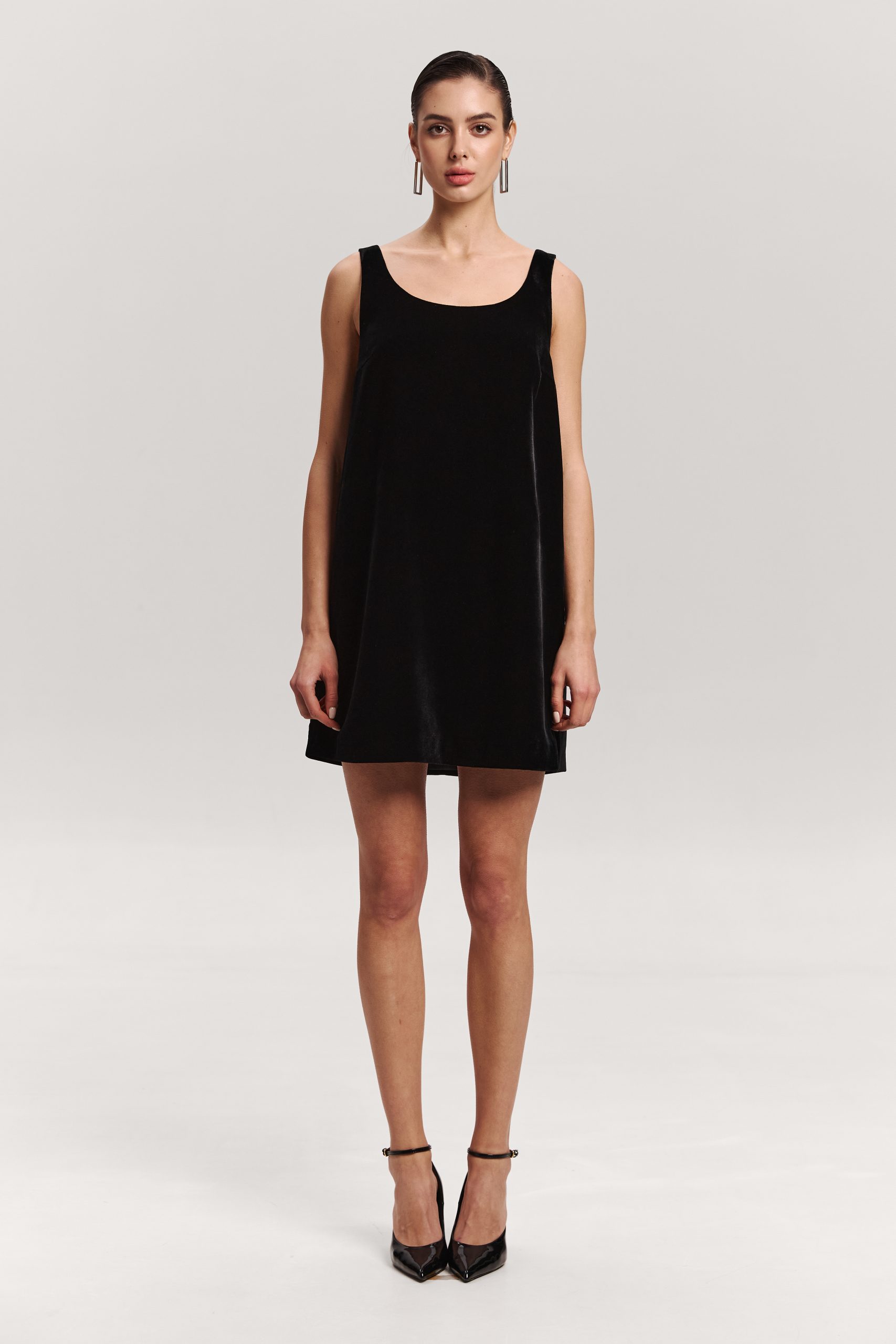 Velvet mini dress — front view