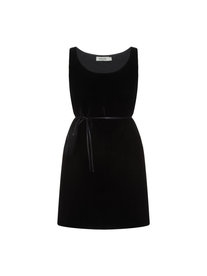 Velvet mini dress — on a transparent mannequin